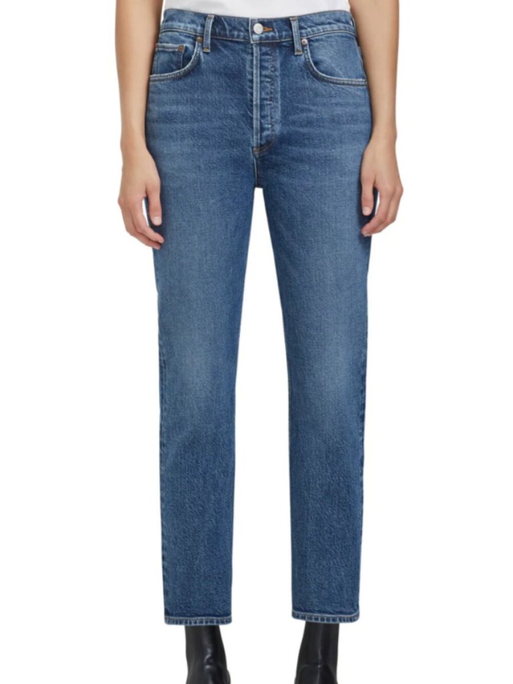AGOLDE Riley High Rise Straight Crop Jeans Medium Wash Transfer Size 23